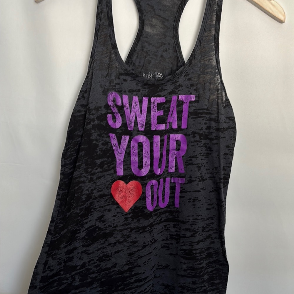 Black Tank Top with Purple Graphic by Unknown Brand